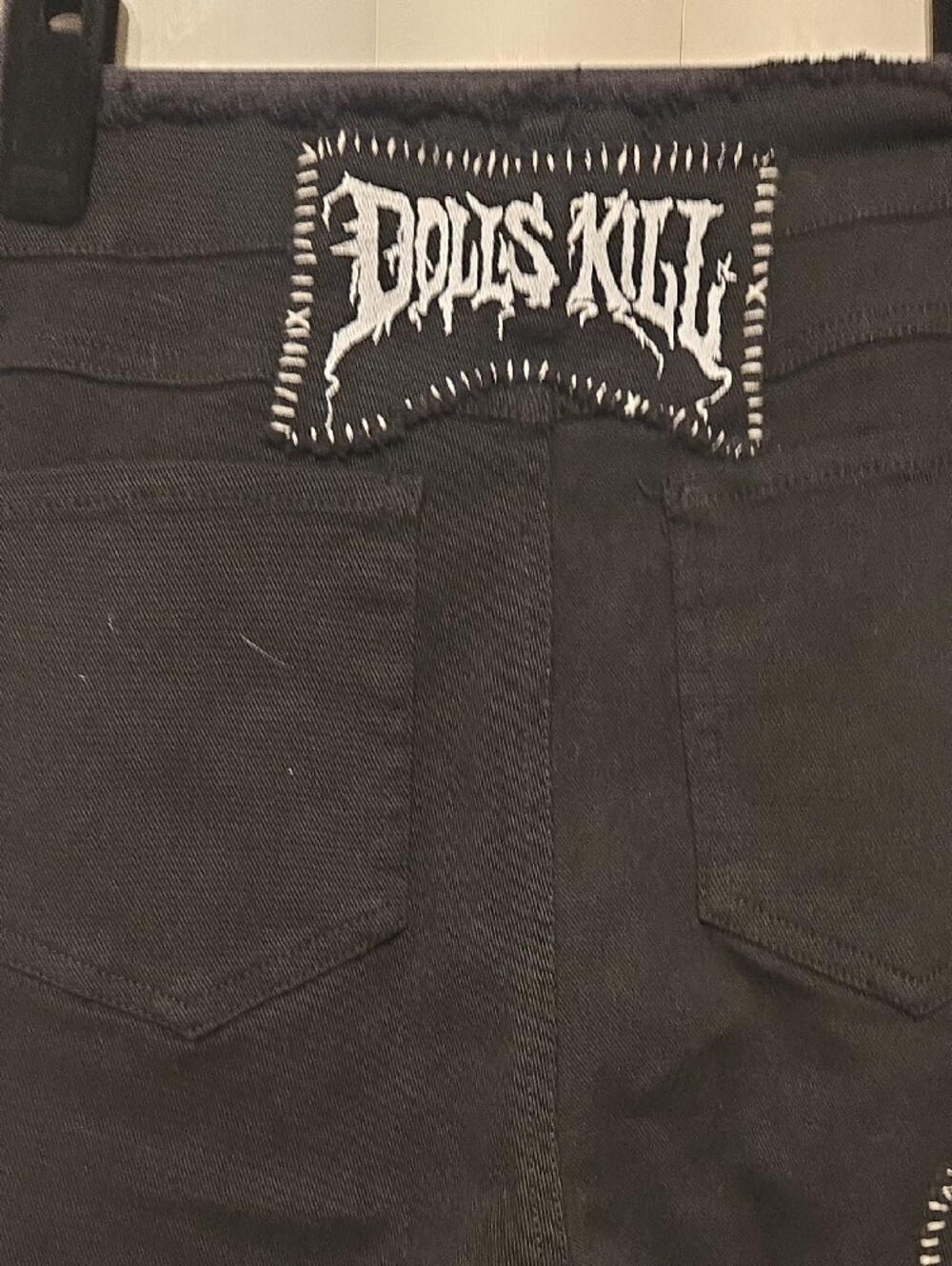 Dolls Kill Black Gothic Patchwork Lace-Up Skinny Jeans - Picture 6 of 9